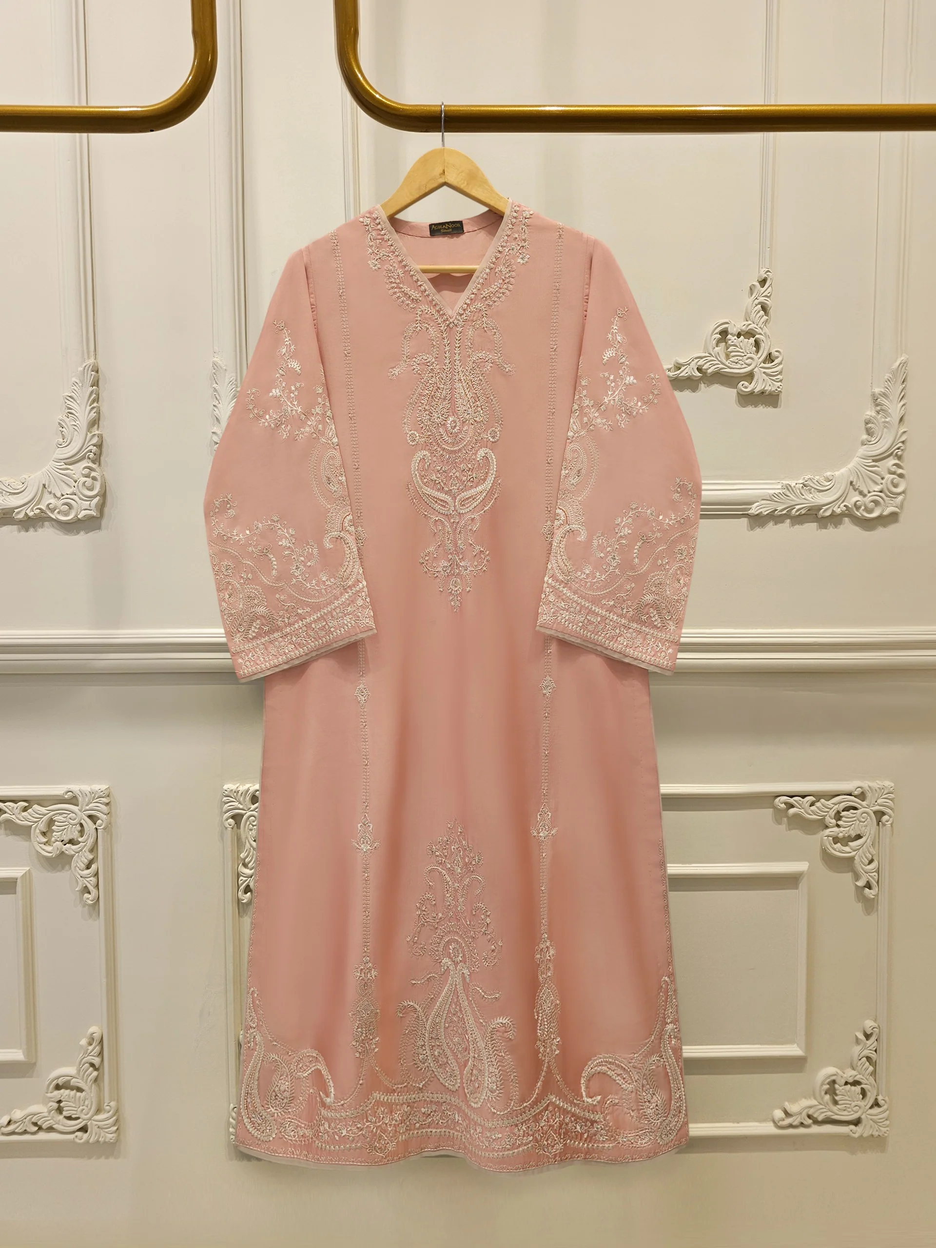 Pure Embroidered Sheesha Silk Shirt S113447
