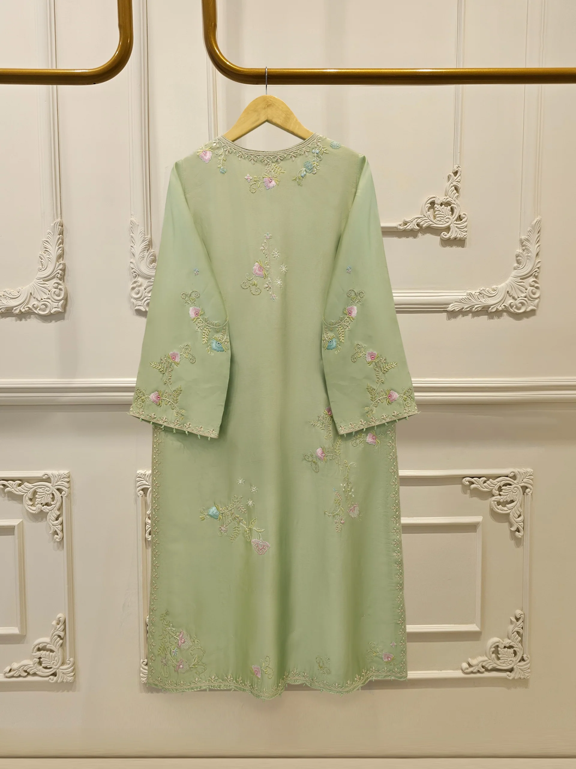 Pure Embroidered Sheesha Silk Shirt S113589 - Image 4