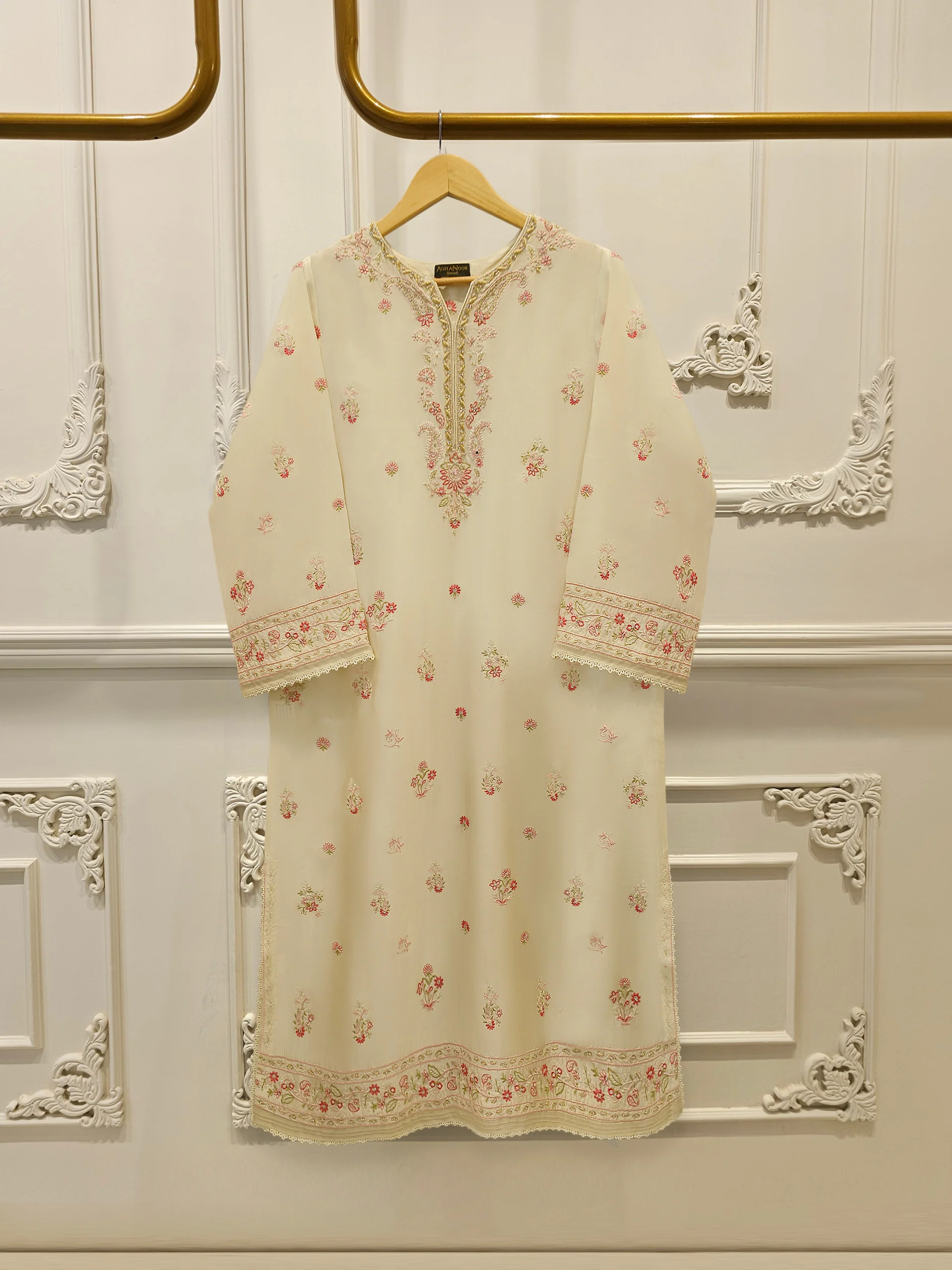 Pure Embroidered Sheesha Silk Shirt S113593