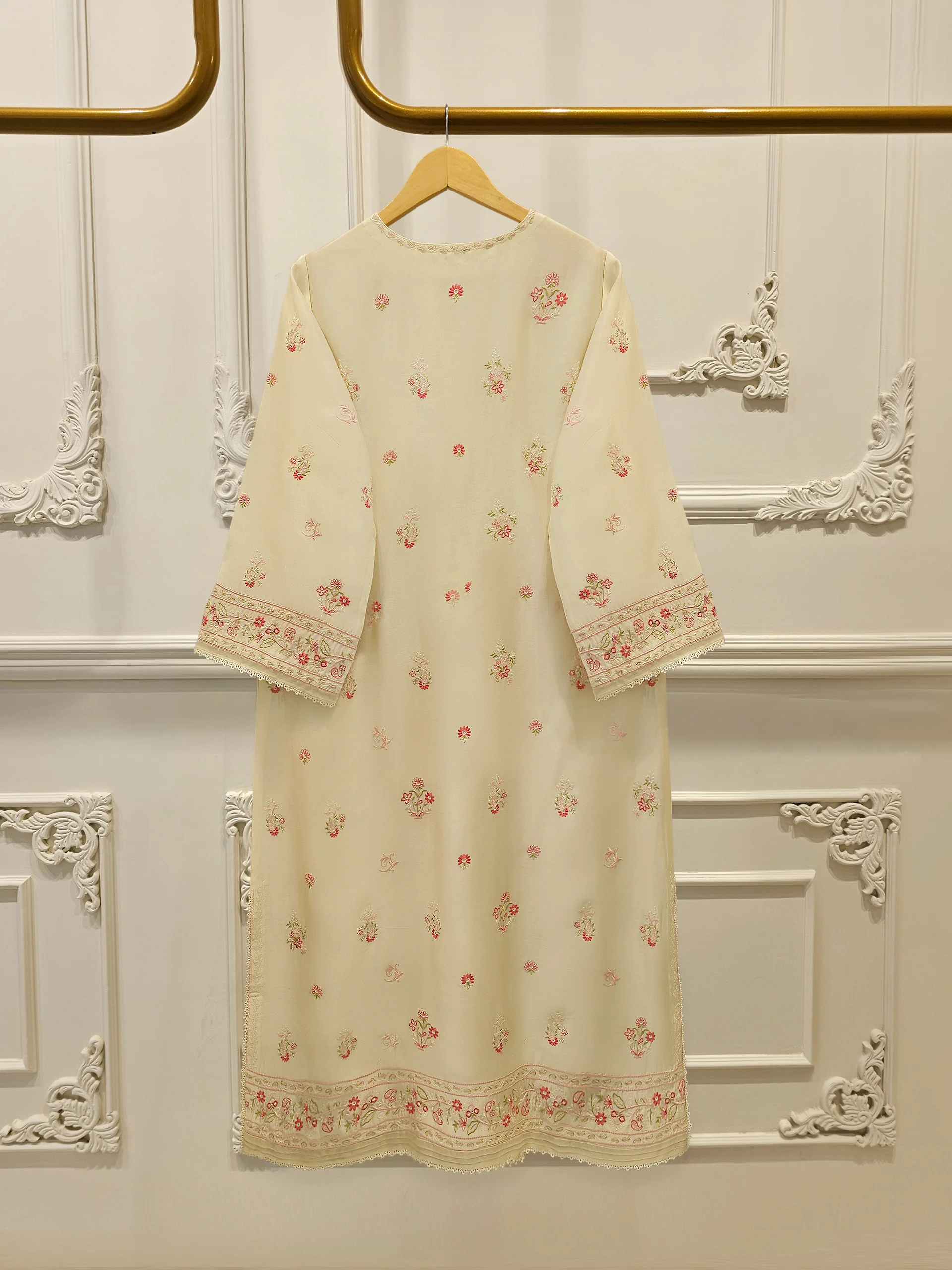 Pure Embroidered Sheesha Silk Shirt S113593 - Image 5