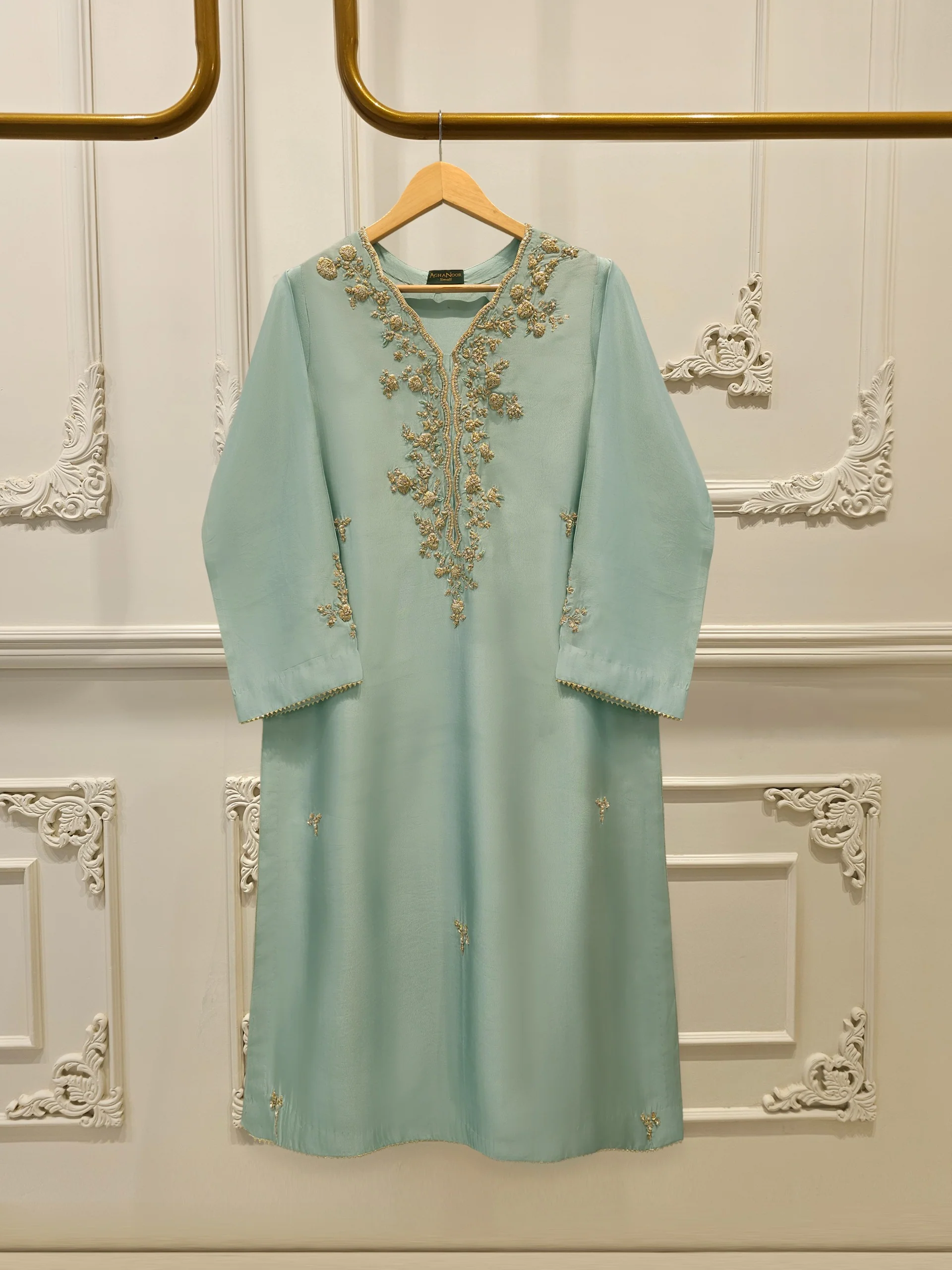 Pure Embroidered Sheesha Silk Shirt S113843