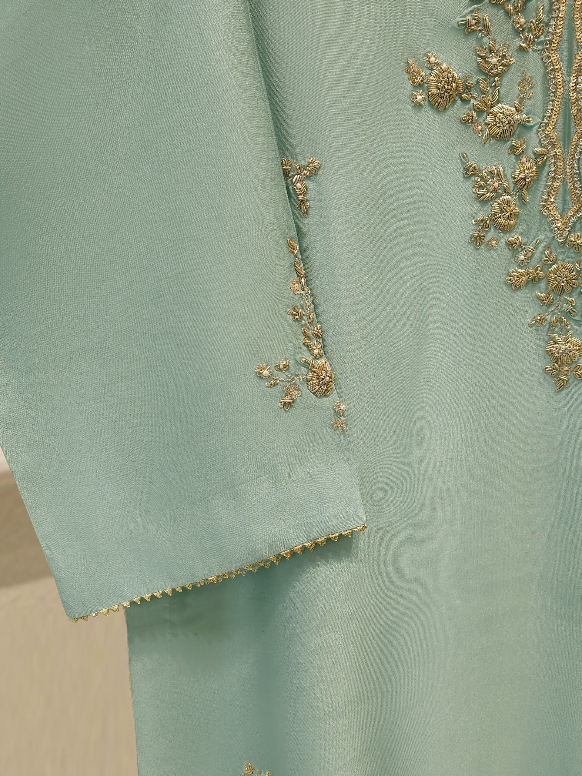 Pure Embroidered Sheesha Silk Shirt S113843 - Image 3