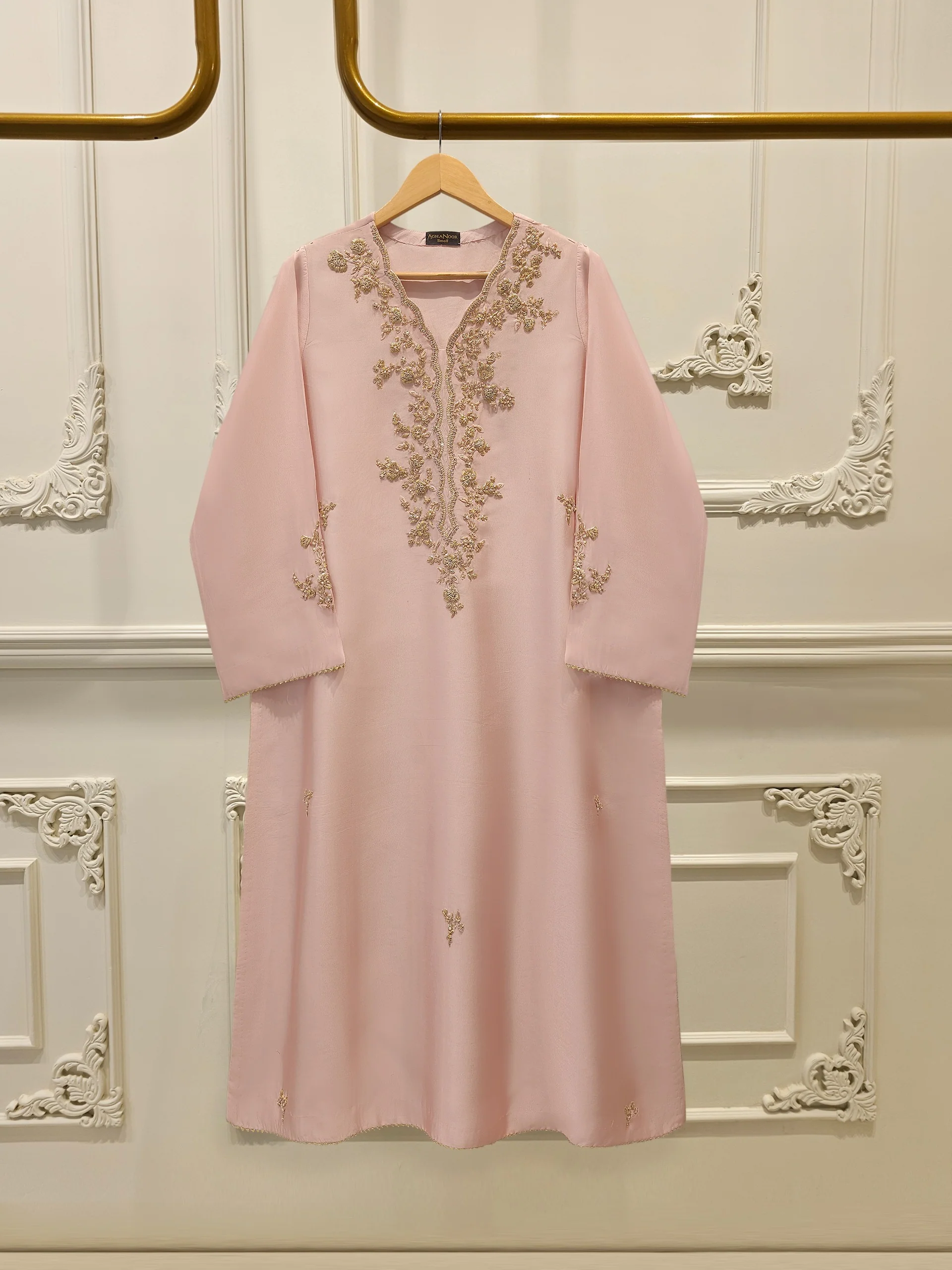 Pure Embroidered Sheesha Silk Shirt S113886