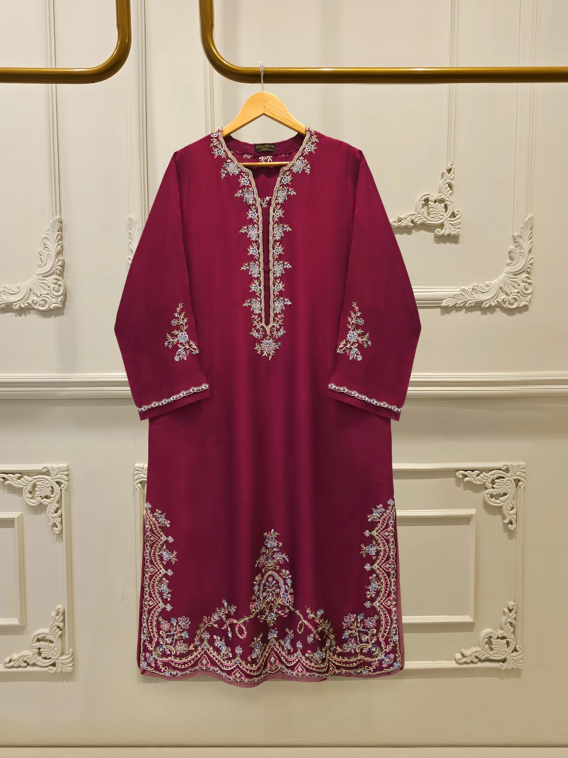 Pure Embroidered Sheesha Silk Shirt S113985