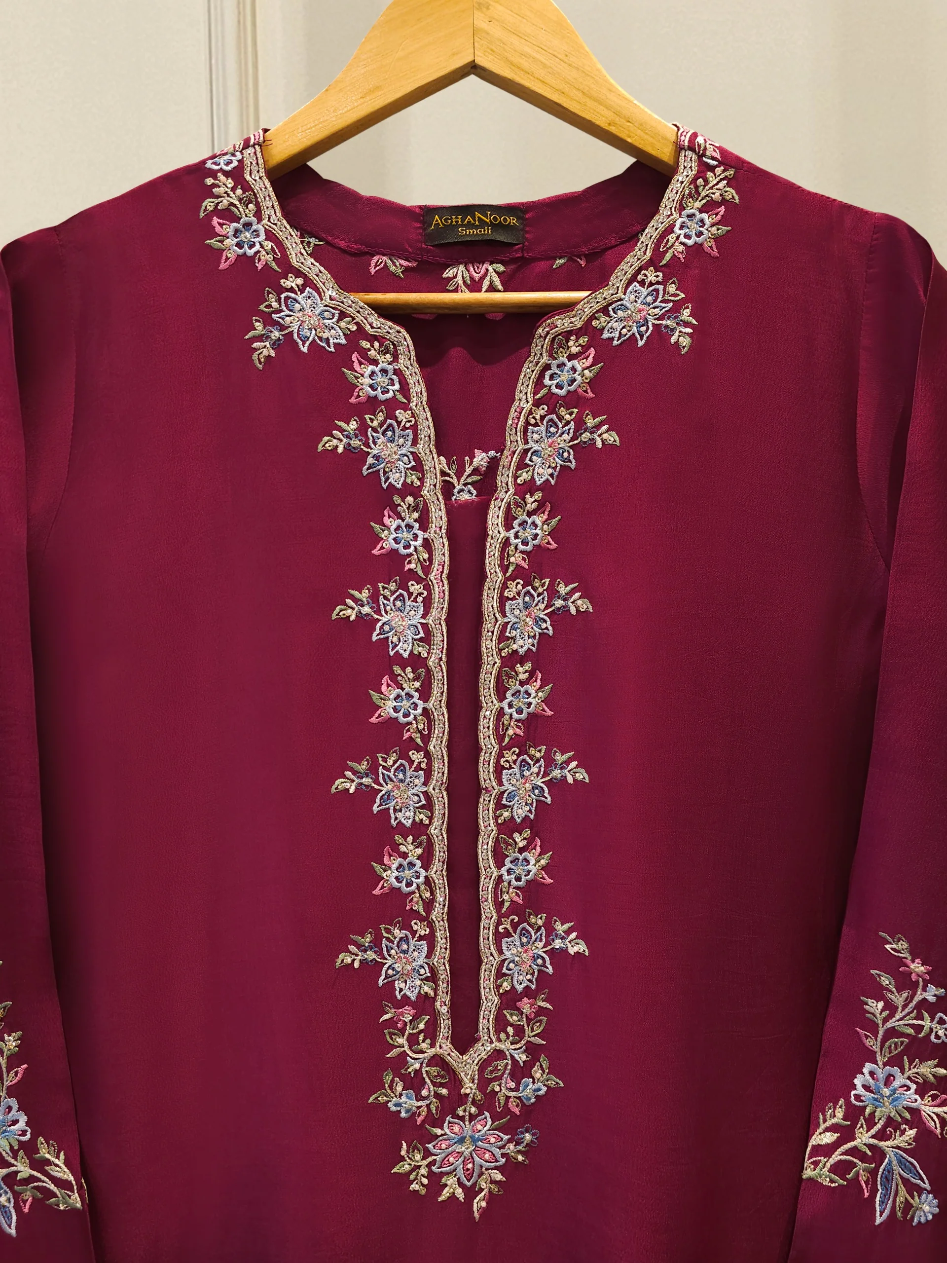 Pure Embroidered Sheesha Silk Shirt S113985 - Image 2
