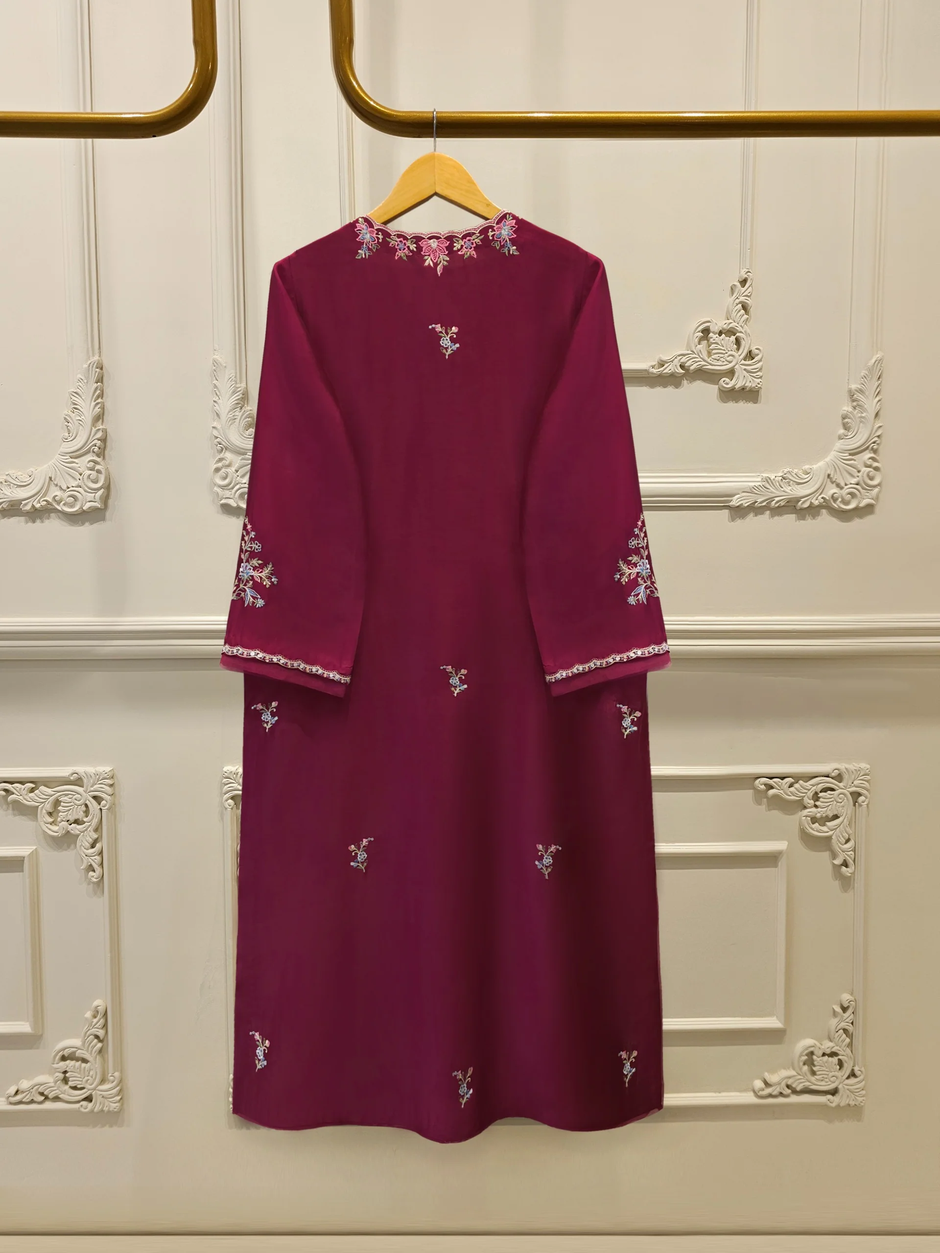 Pure Embroidered Sheesha Silk Shirt S113985 - Image 5