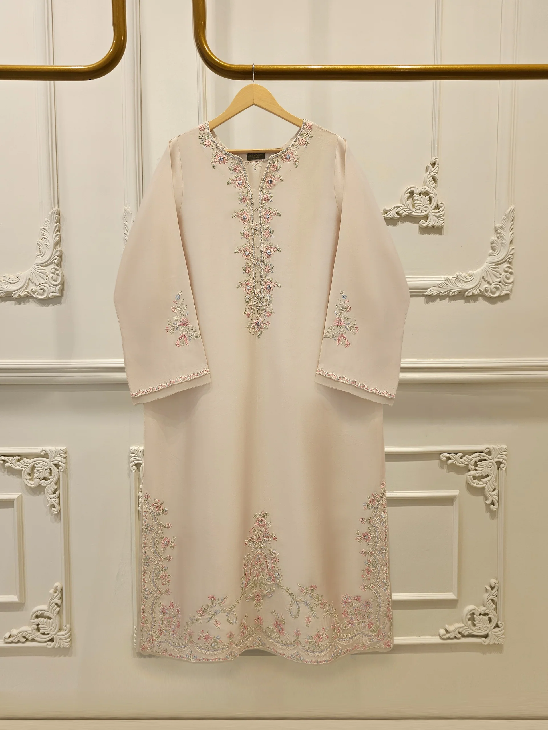 Pure Embroidered Sheesha Silk Shirt S114006