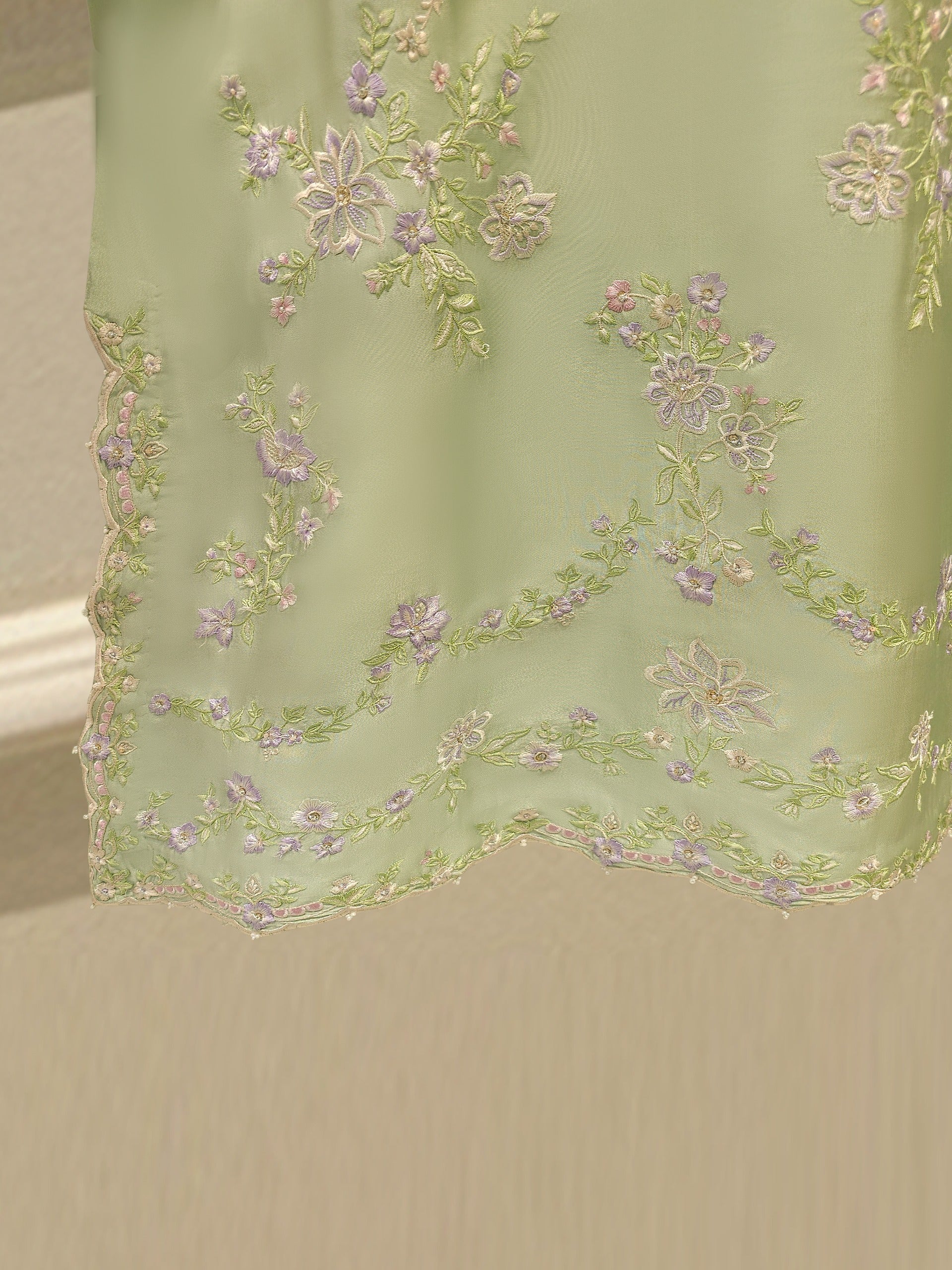 Pure Embroidered Sheesha Silk Shirt S114062 - Image 4