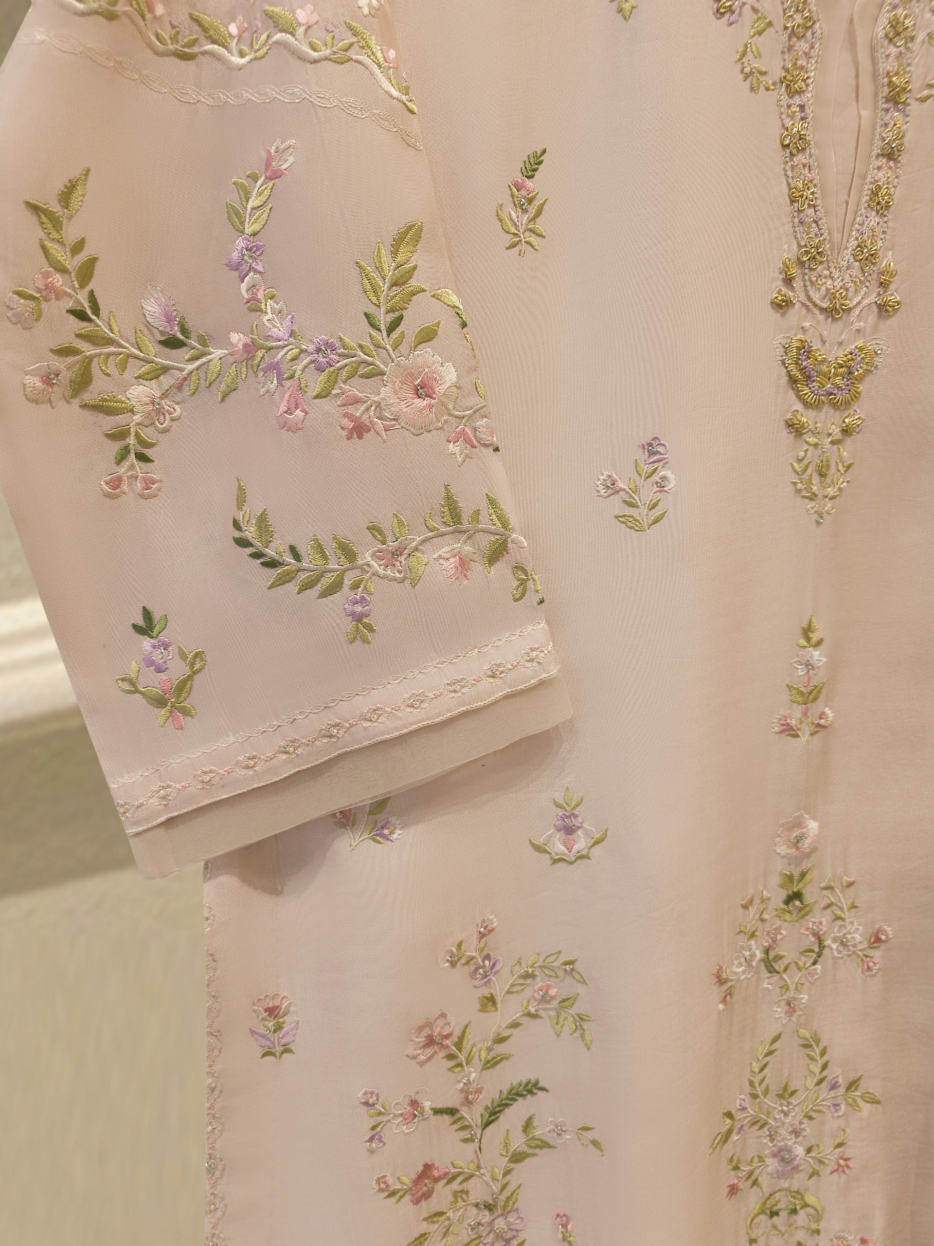 Pure Embroidered Sheesha Silk Shirt S114093 - Image 3