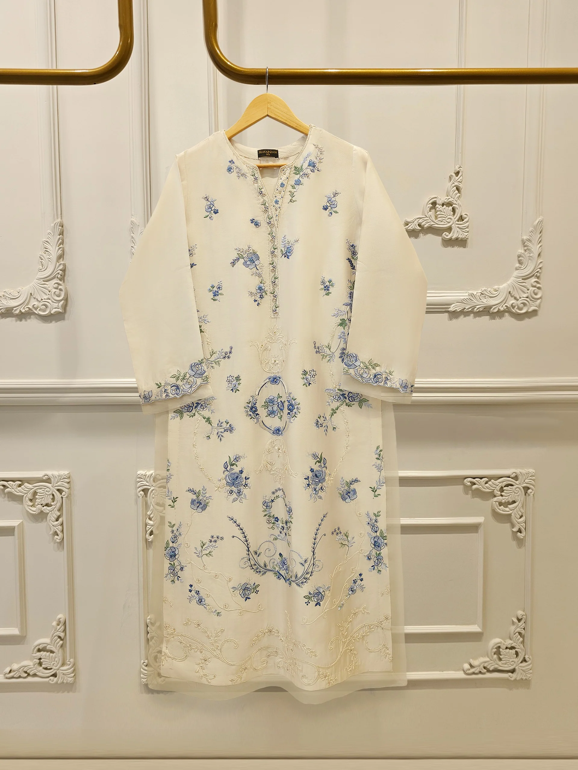 Pure Embroidered Sheesha Silk Shirt S114103