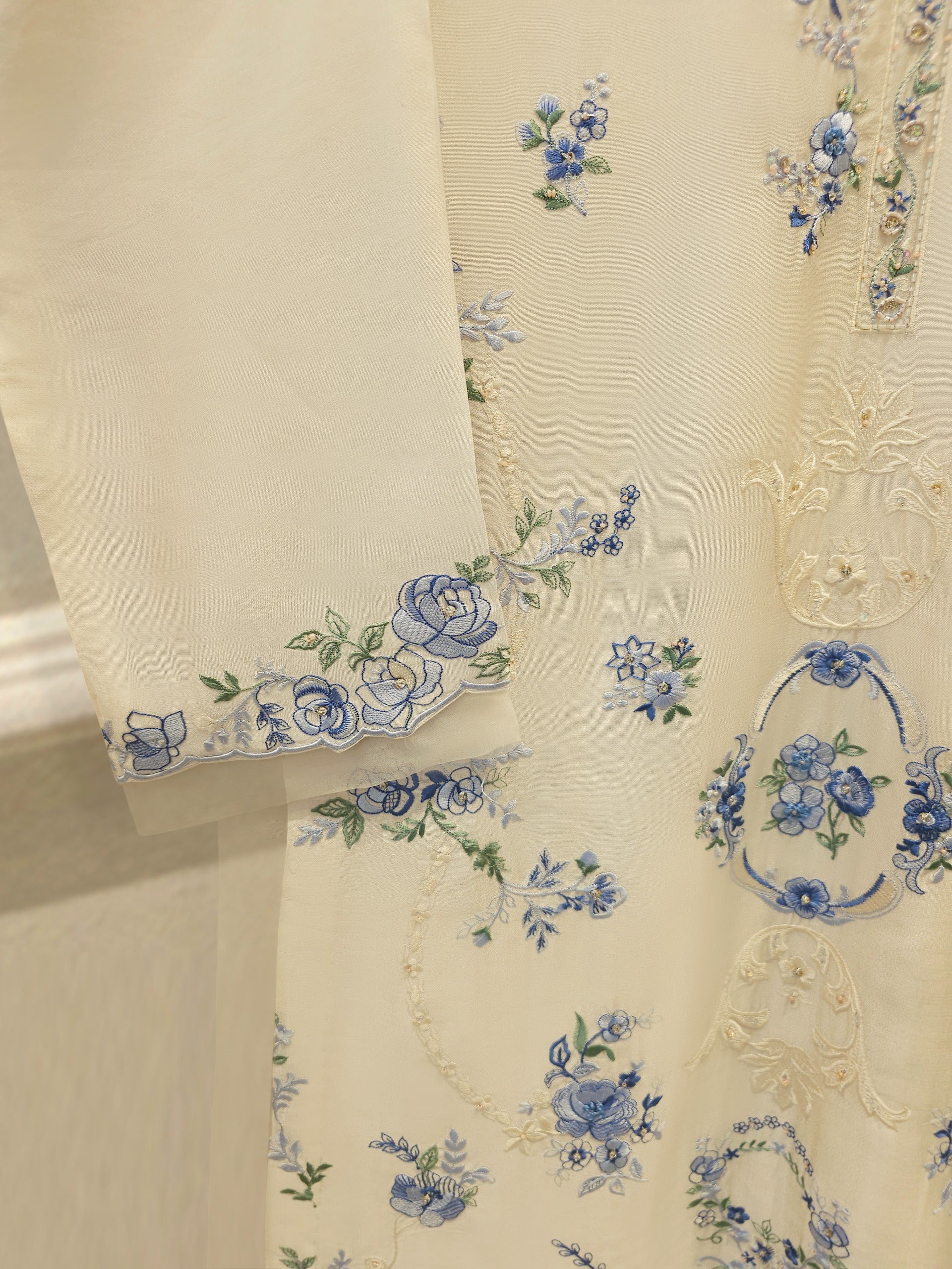 Pure Embroidered Sheesha Silk Shirt S114103 - Image 3