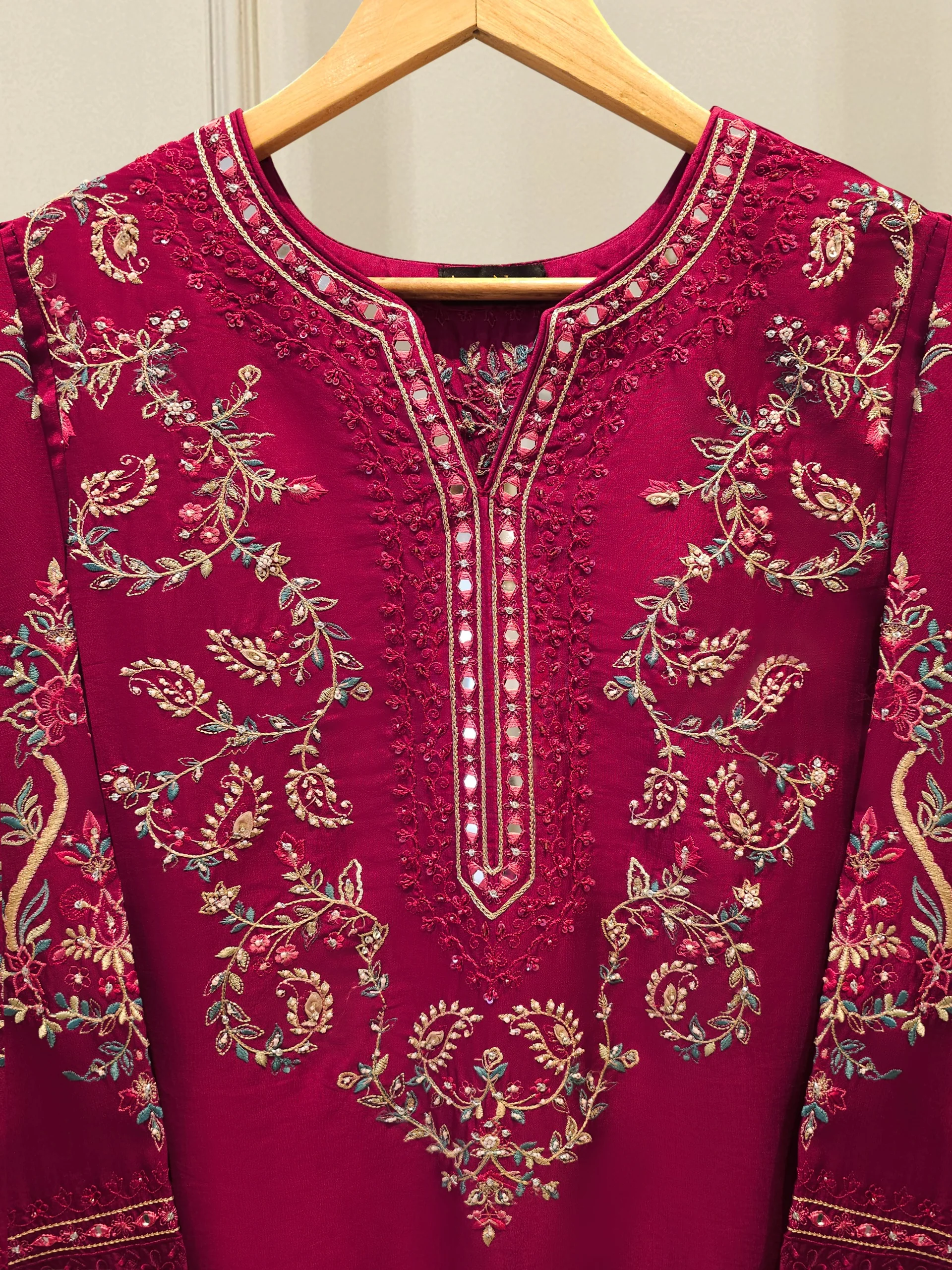 Pure Embroidered Sheesha Silk Shirt S114159 - Image 2