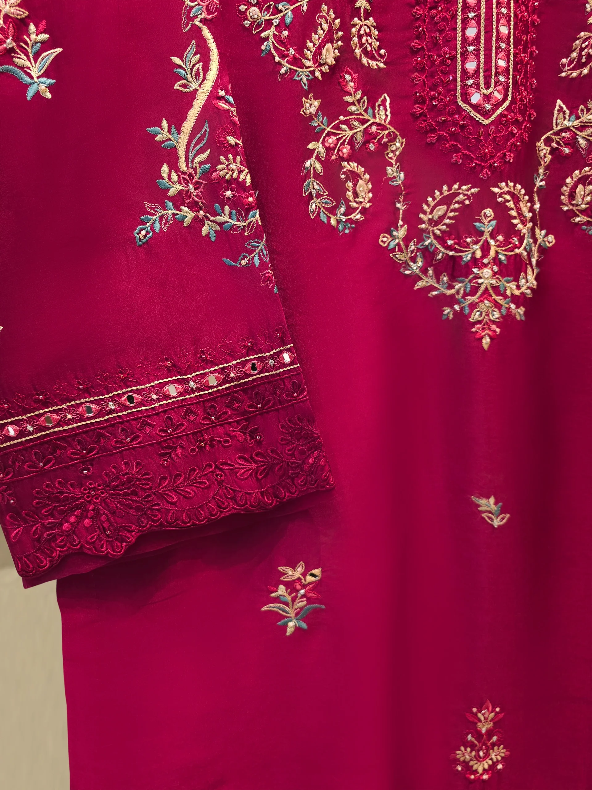 Pure Embroidered Sheesha Silk Shirt S114159 - Image 3