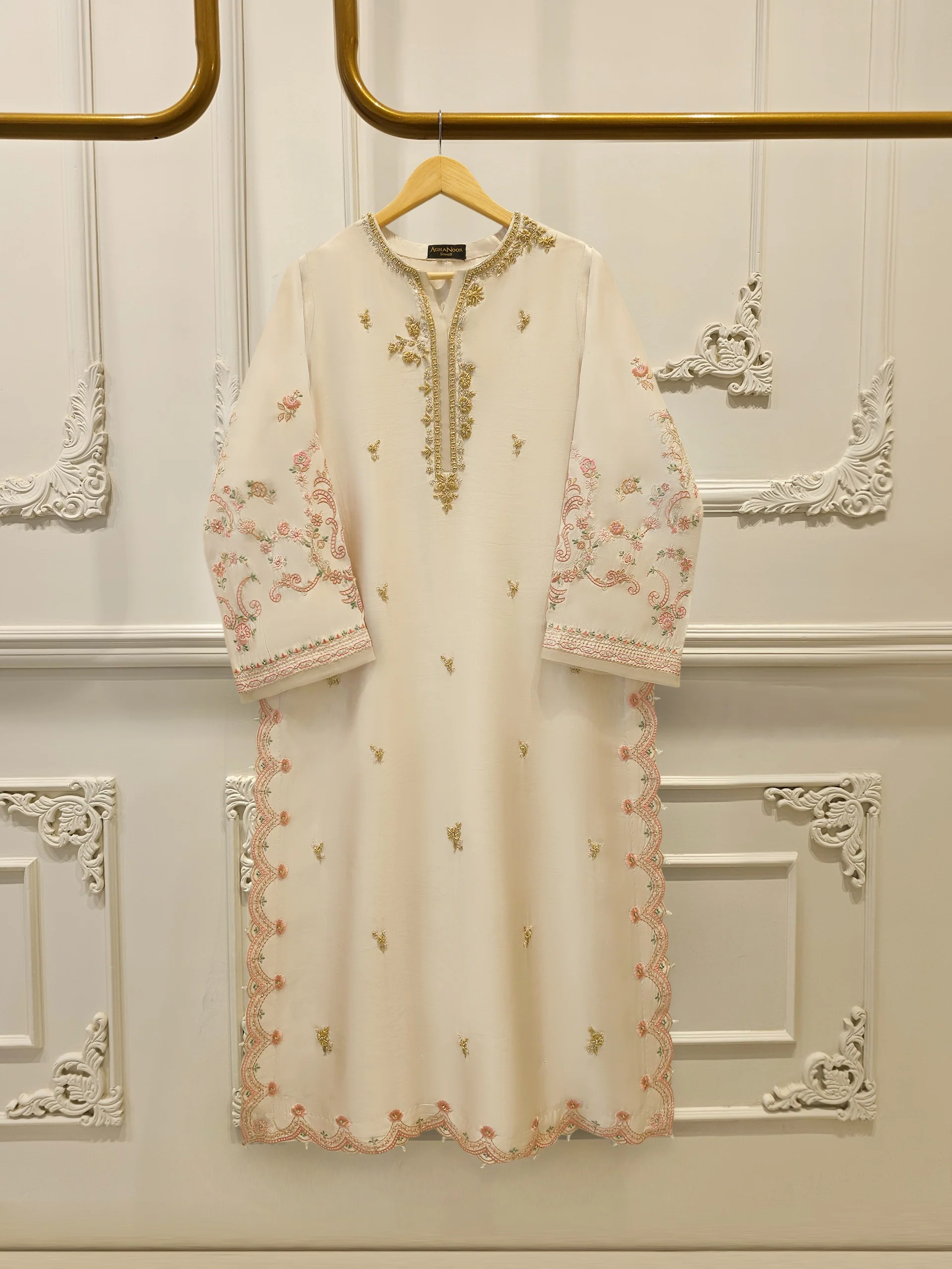 Pure Embroidered Sheesha Silk Shirt S114194