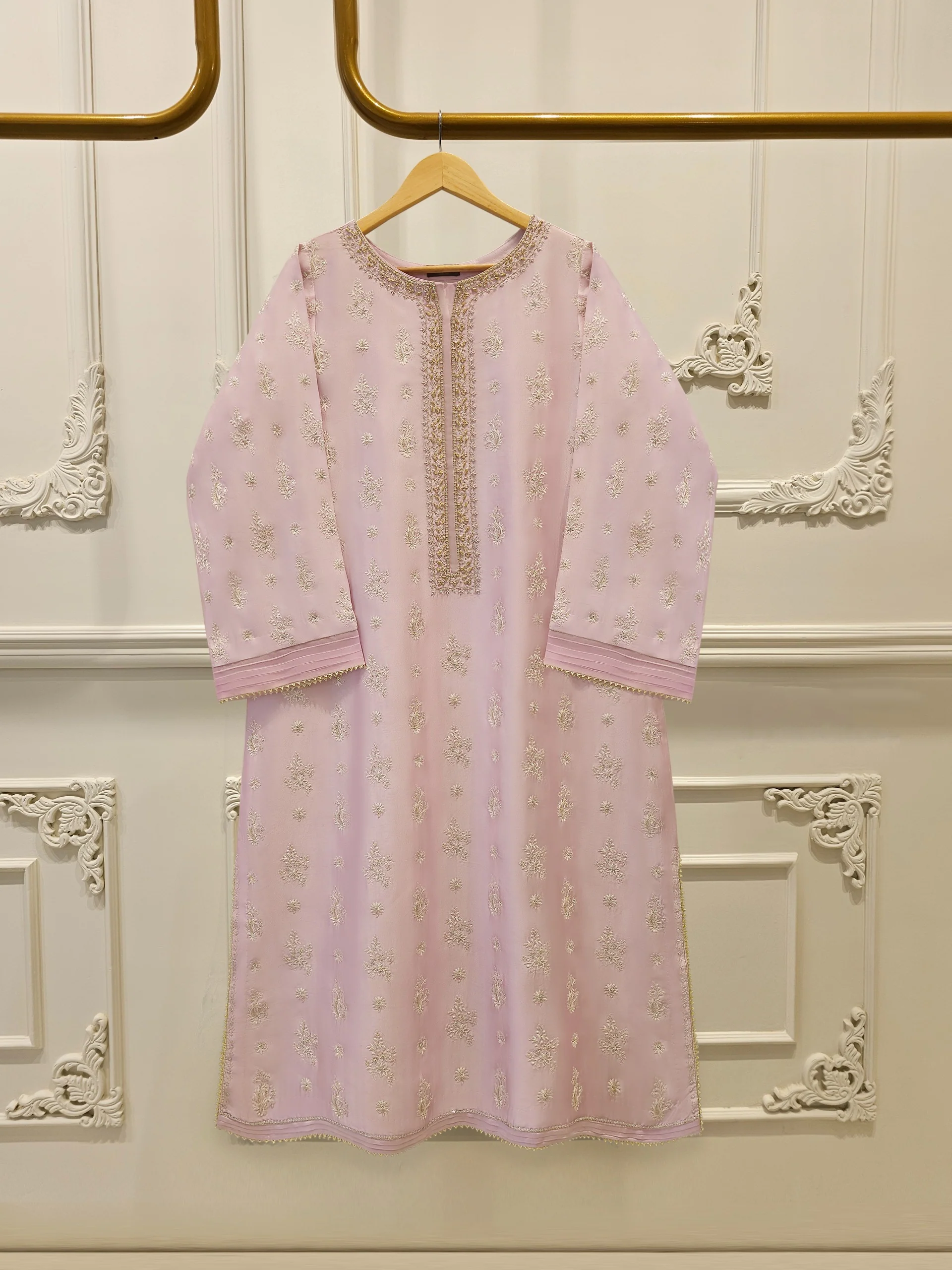 Pure Embroidered Sheesha Silk Shirt S114204