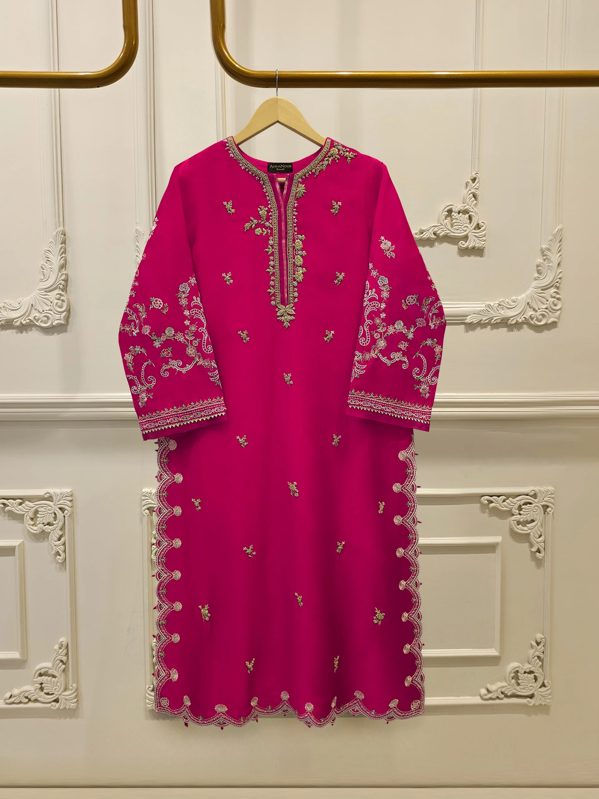 Pure Embroidered Sheesha Silk Shirt S114218
