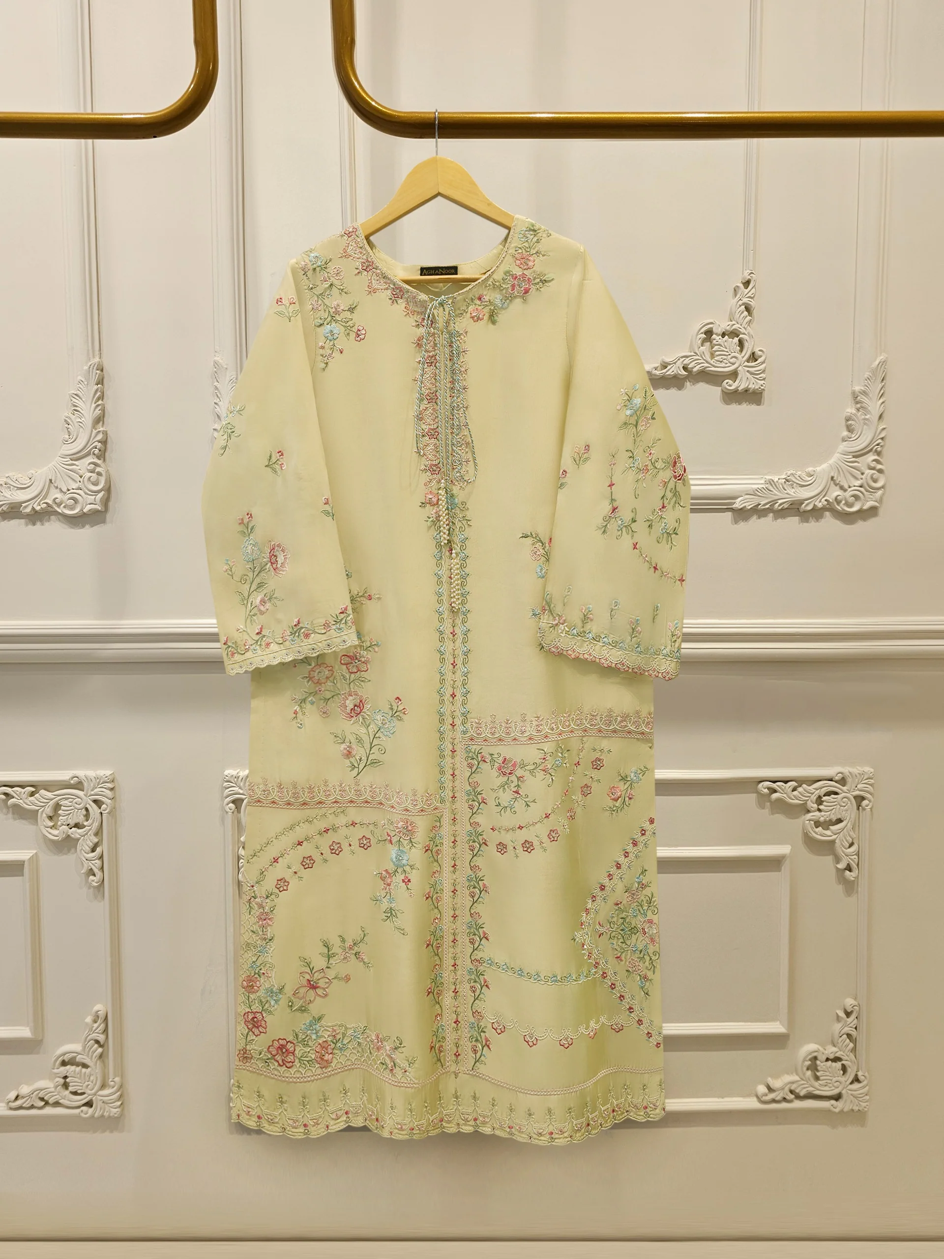Pure Embroidered Sheesha Silk Shirt S114269
