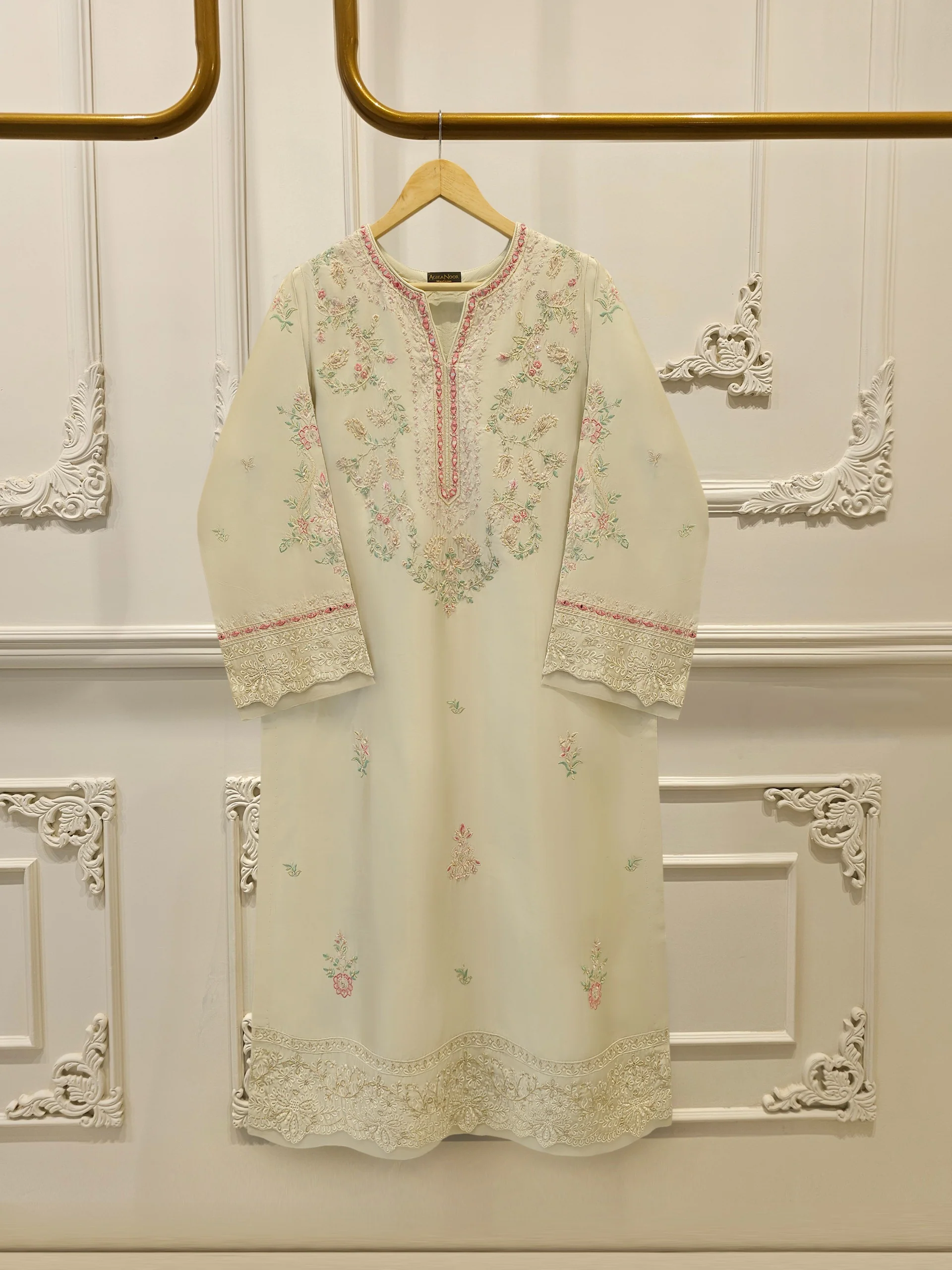 Pure Embroidered Sheesha Silk Shirt S114274