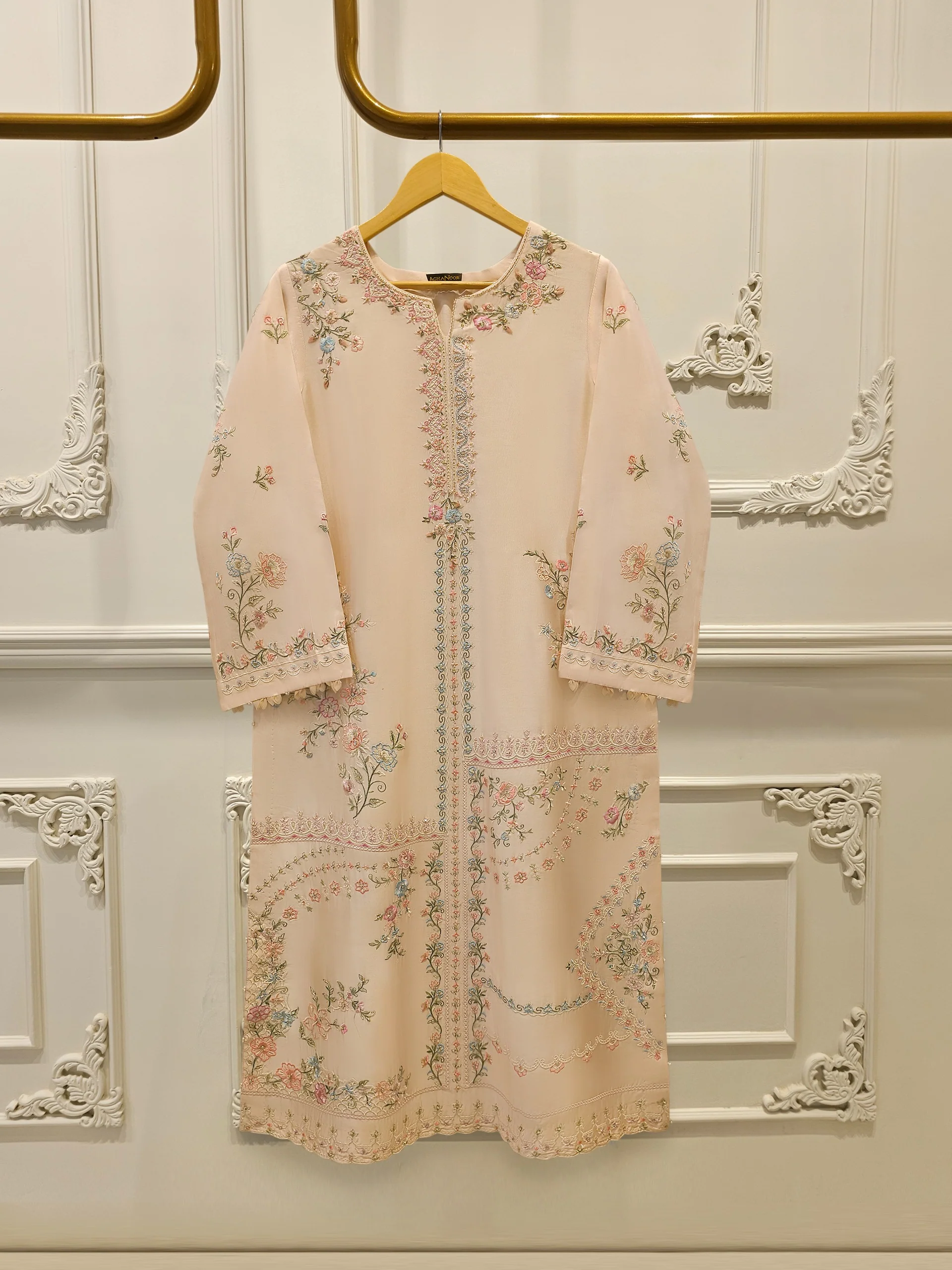 Pure Embroidered Sheesha Silk Shirt S114317