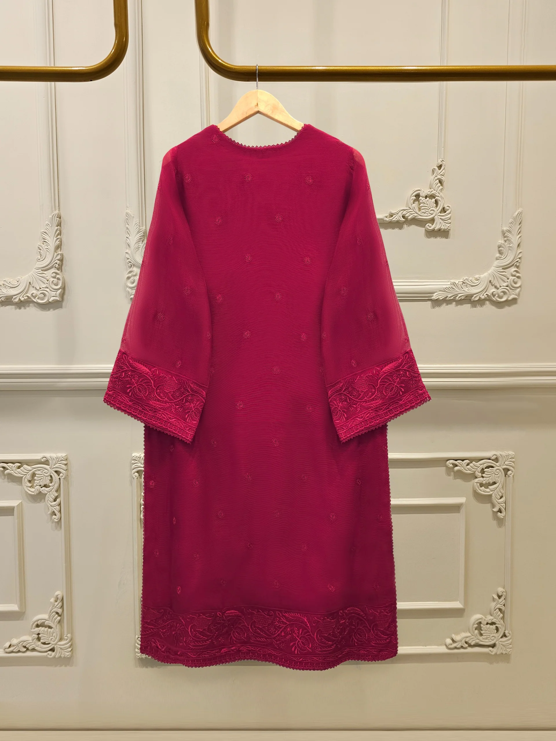(Unstitched) 3 Piece - Pure Embroidered Cotton Net Suit S113614 - Image 5