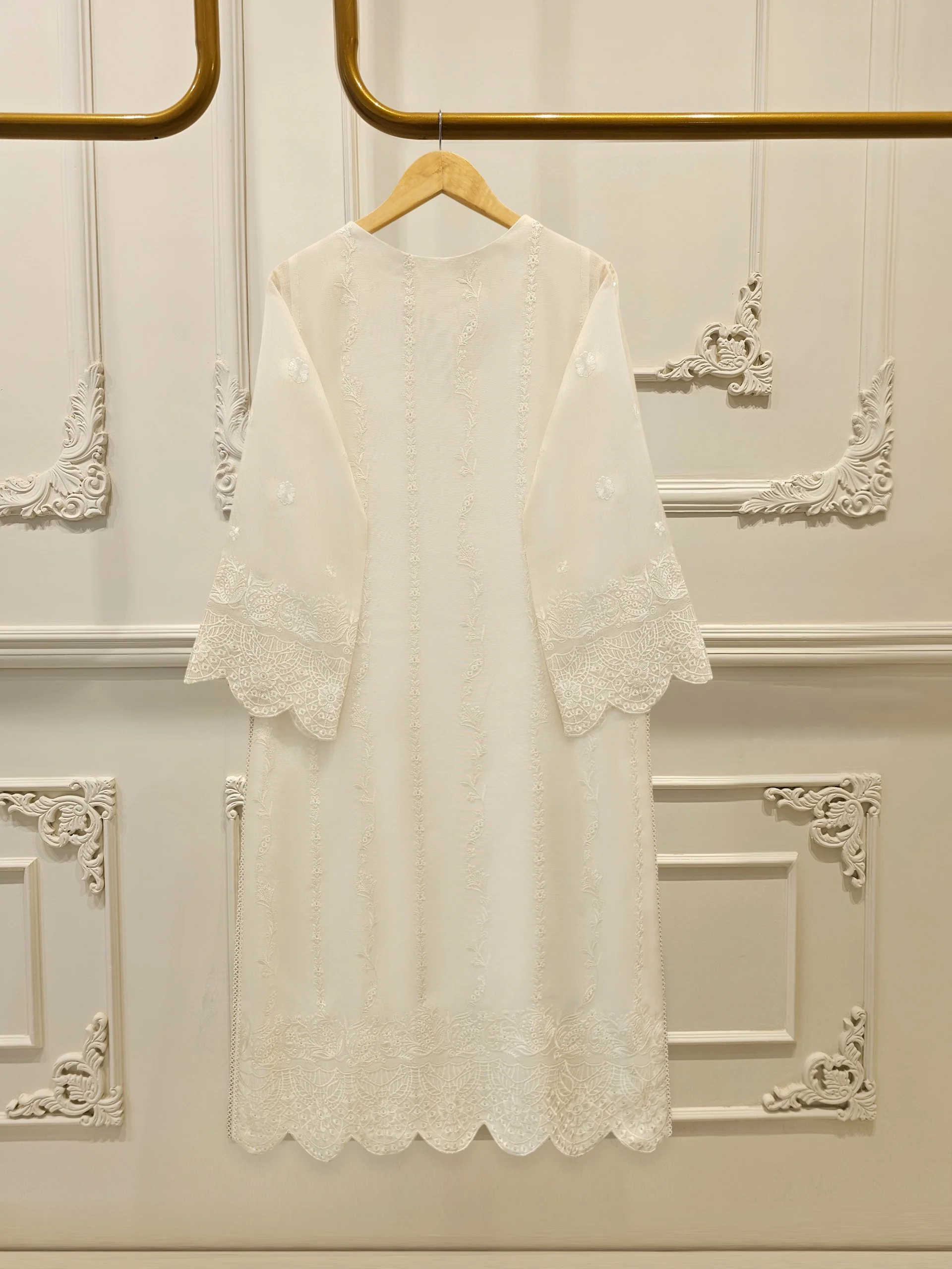 (Unstitched) 3 Piece - Pure Embroidered Cotton Net Suit S114058 - Image 5